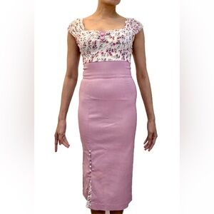 Bettie Page Purple Floral Bodycon Dress